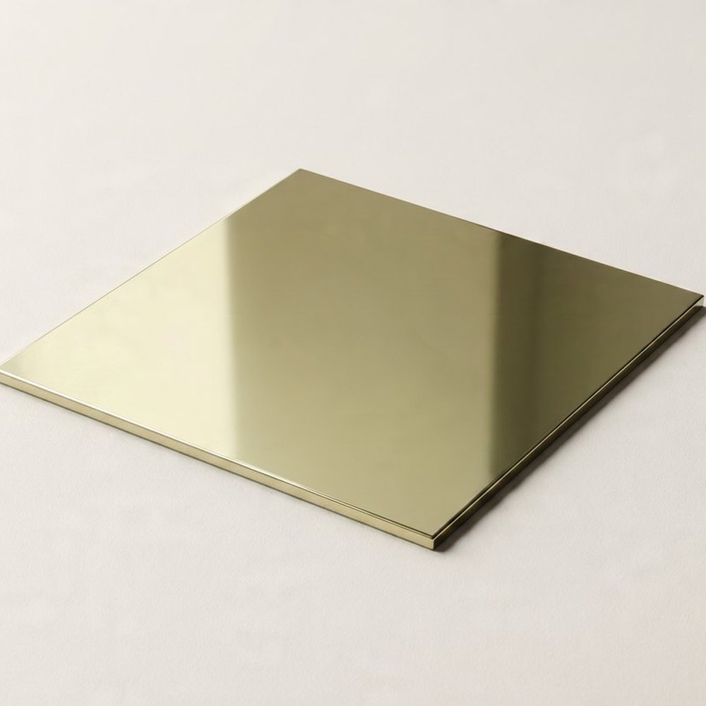 Gold brass-tone PVD finish on stainless steel