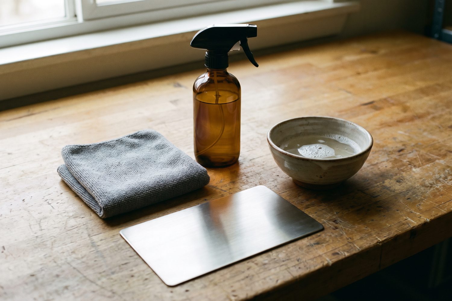 Soft cloth on a brushed stainless sample plate