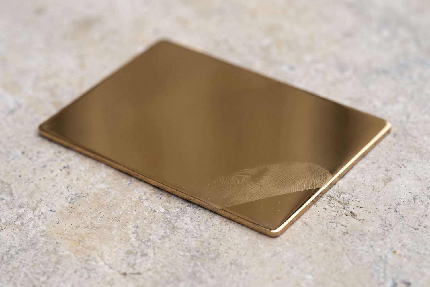 Coloured PVD stainless sample plate wiped clean