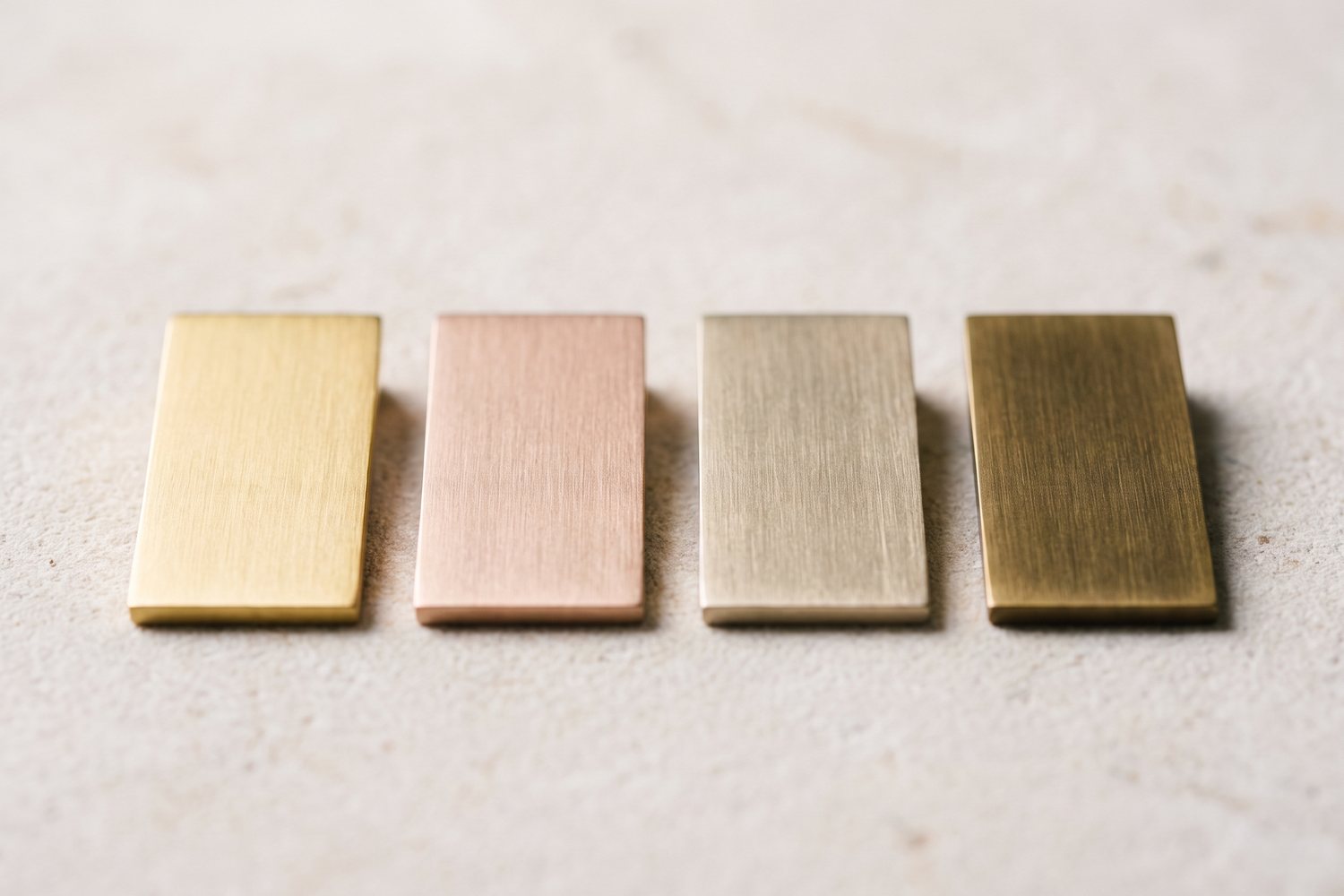 PVD gold tone plates, yellow gold to rose gold and champagne