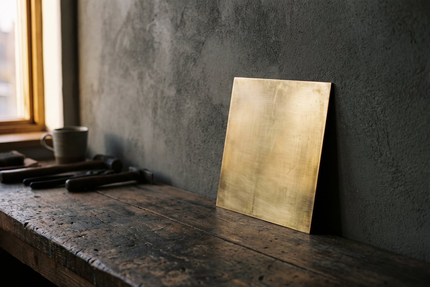 Signing off a metal finish sample plate in room light