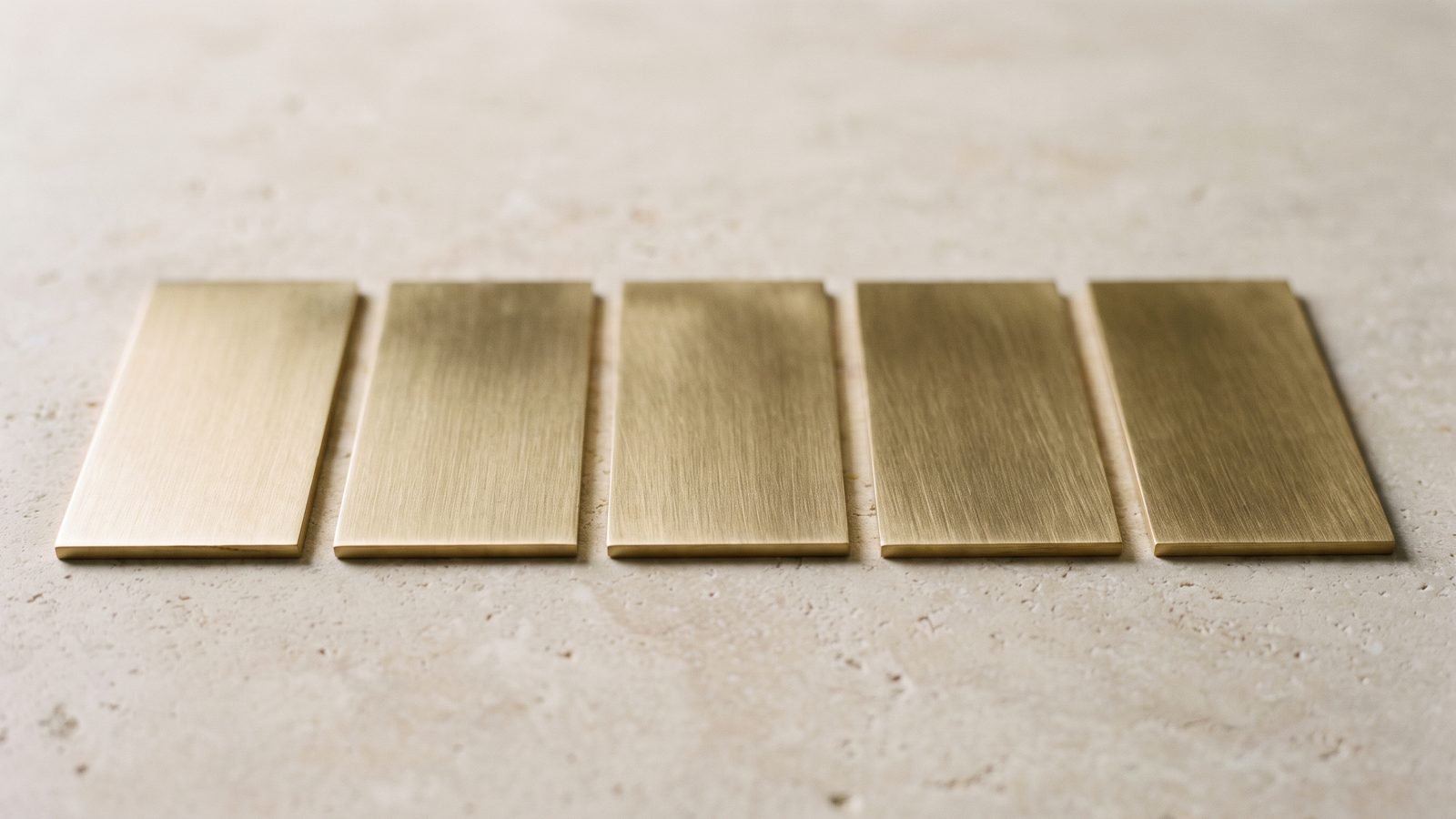 Matched metal sample plates in one finish under even light