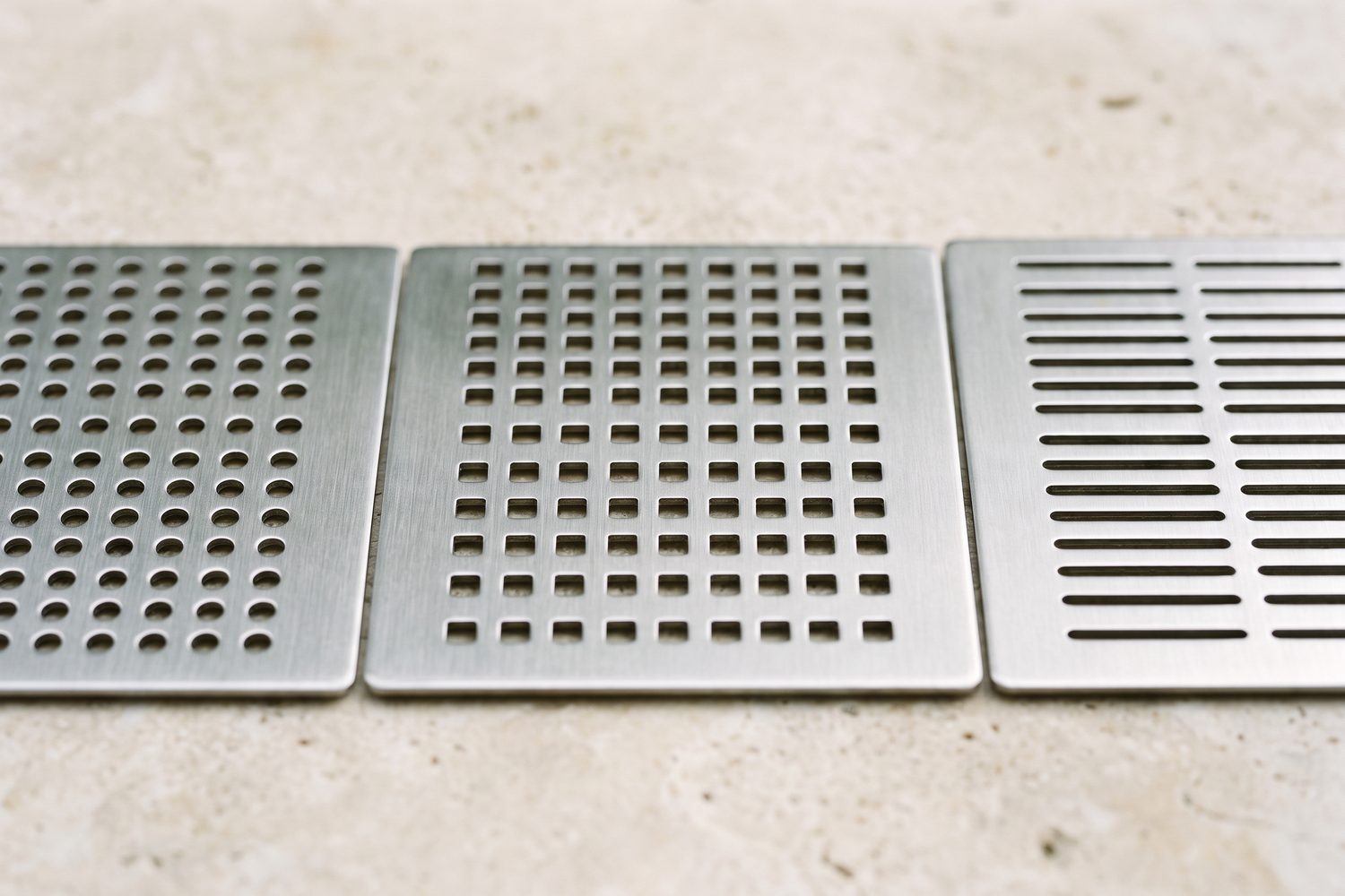 Round, square and slot perforated metal sample panels